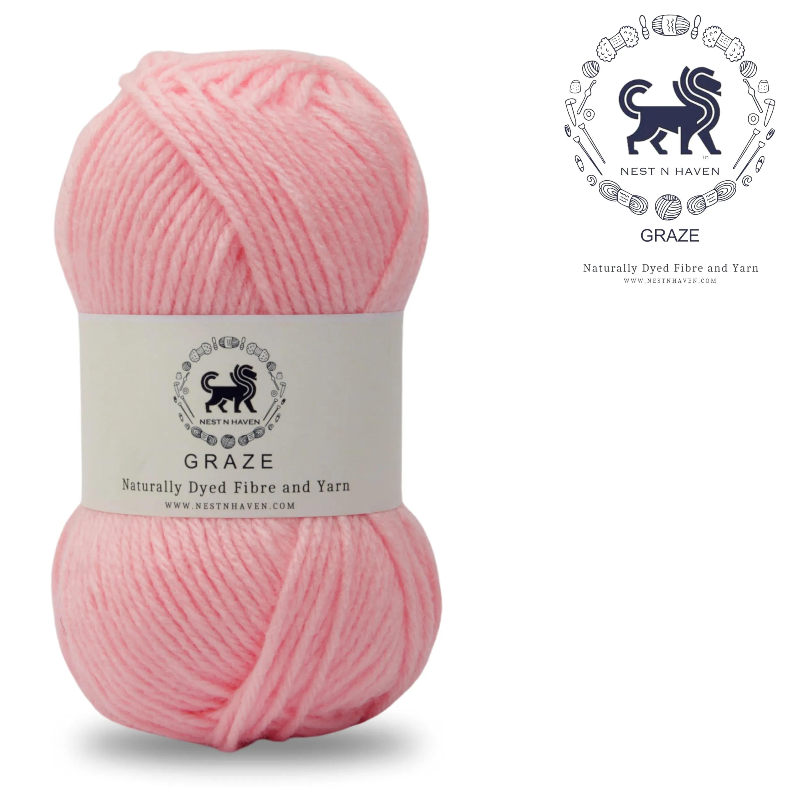 Nestnhaven Acrowools Graze Hand Knitting and Crochet Yarn. Pack of 1 Ball - 100gms. Shade no - NNHG0015 (Baby Pink)