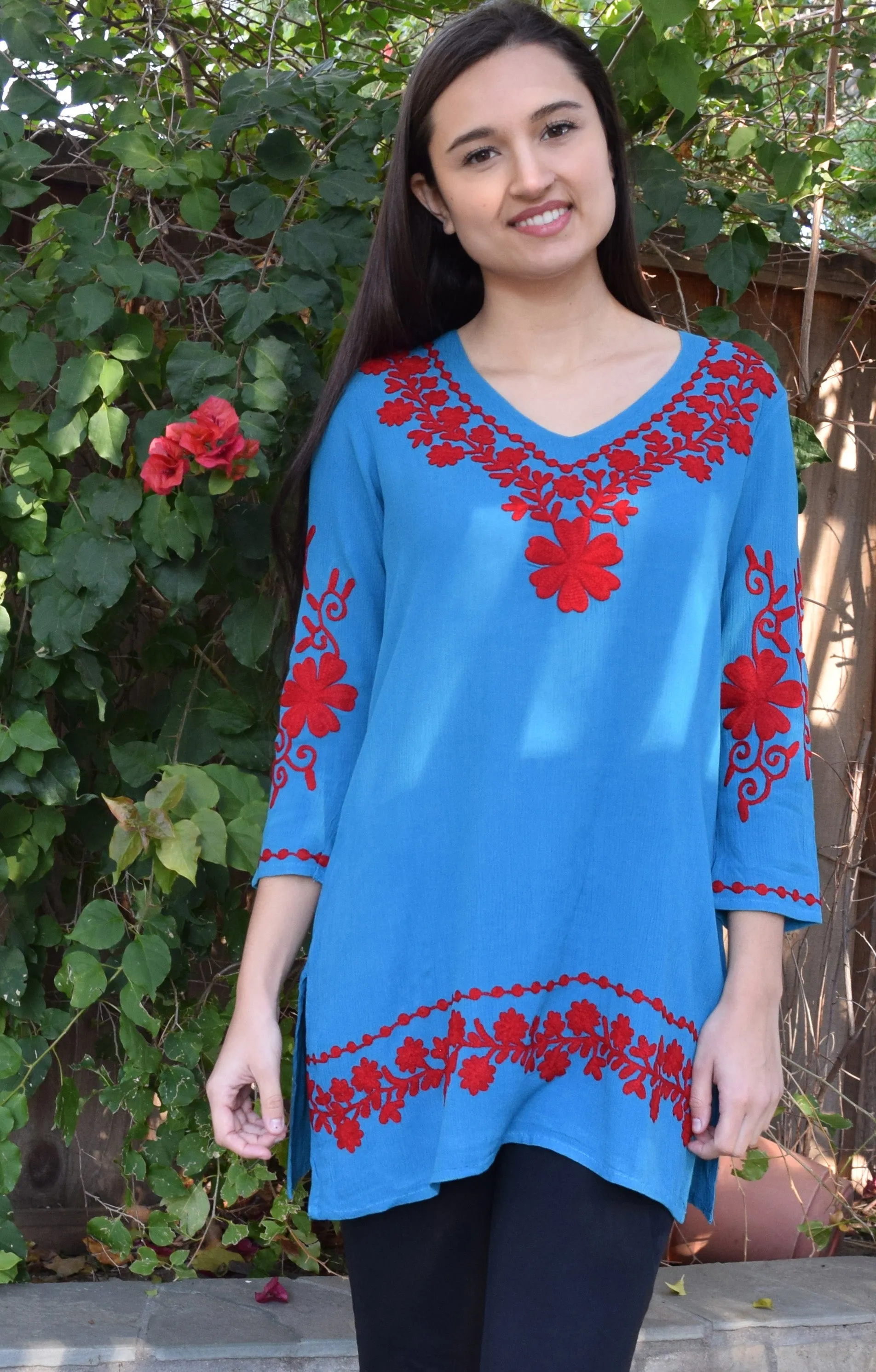 Nia Rayon Crepe Embroidered Tunic