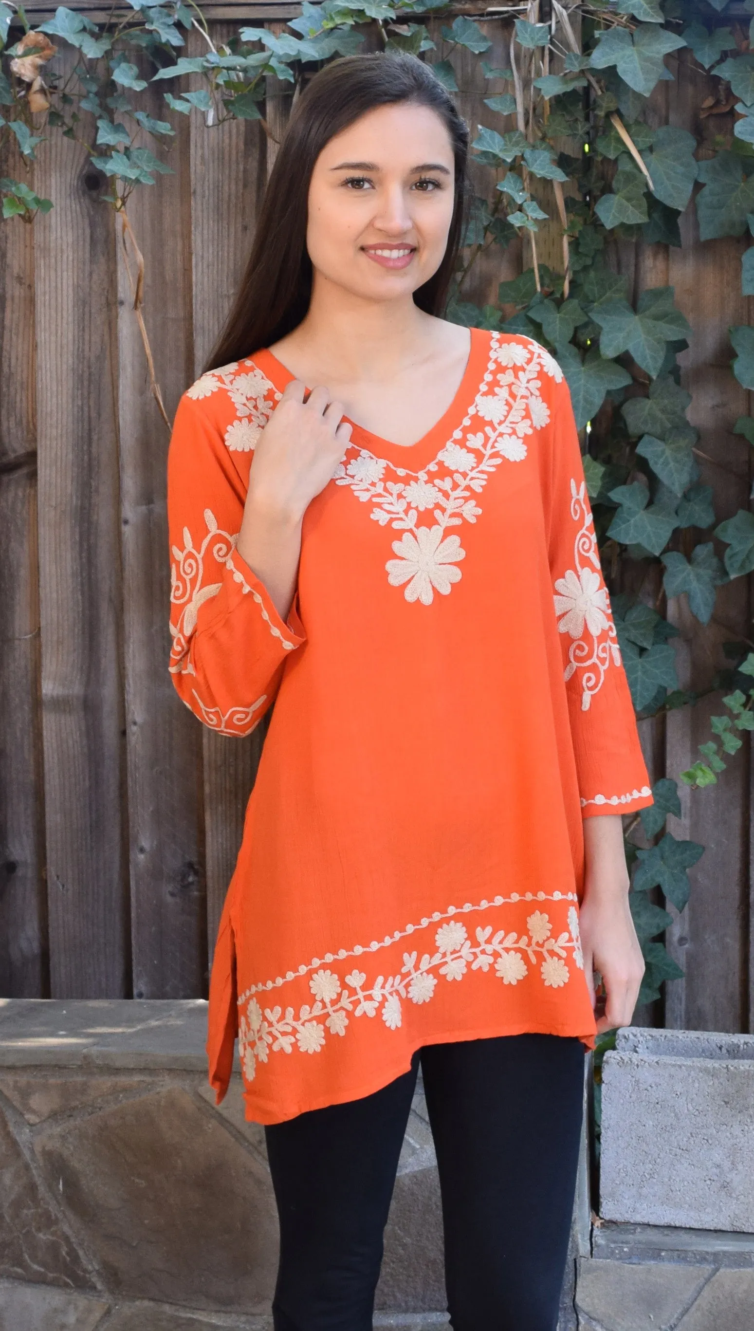 Nia Rayon Crepe Embroidered Tunic