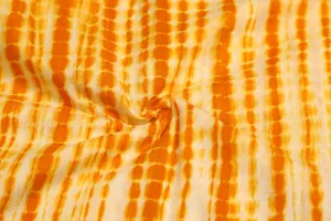 Orange and Yellow Stripes Printed Cotton Cambric Fabric