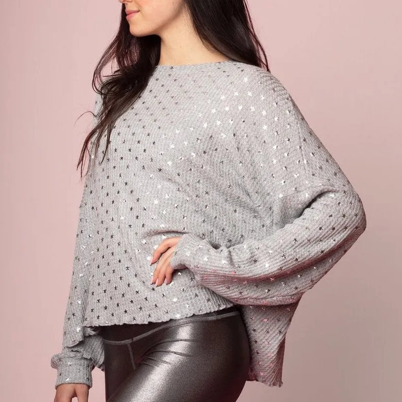 Oversized Waffle Long Sleeve Silver Stars