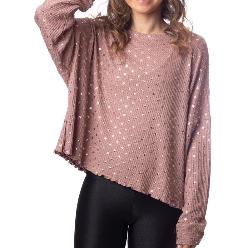 Oversized Waffle Long Sleeve Silver Stars