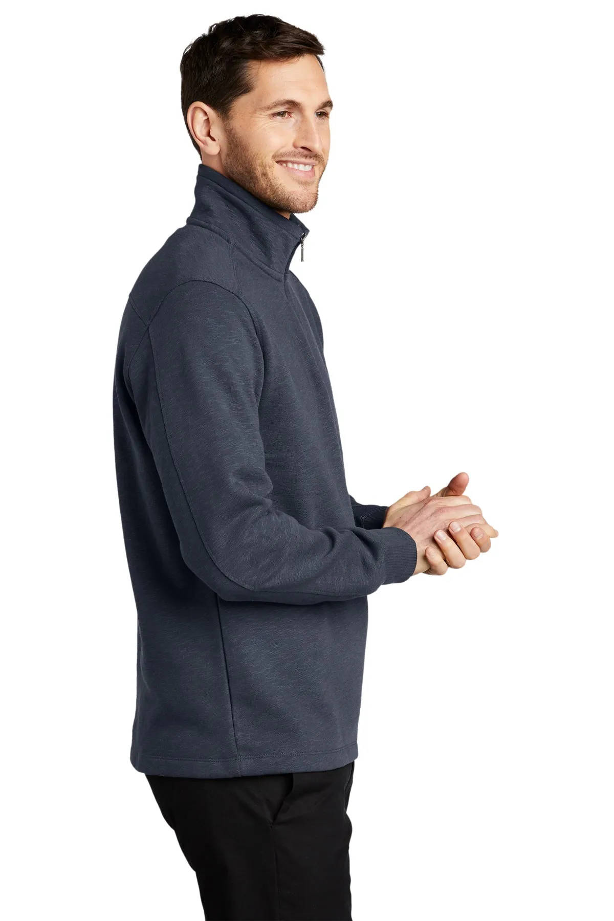 Port Authority Slub Fleece 1/4-Zip Branded Pullovers, Slate Grey