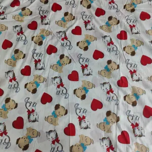 Puppy Love White Cotton cambric 44 inches width Fabric per meter