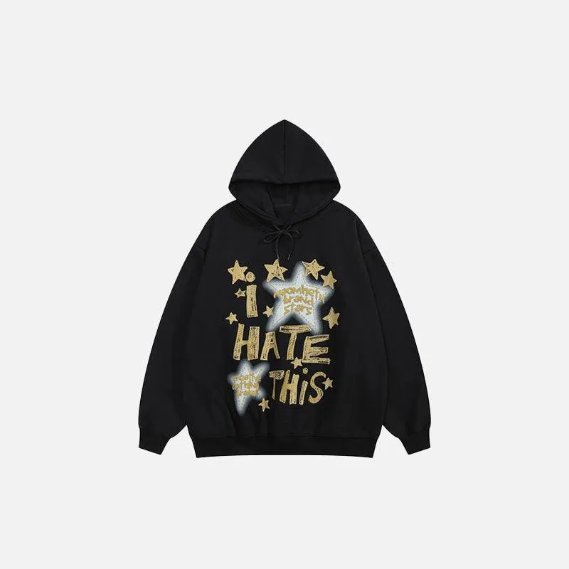 "I Hate This" Letter Print Hoodie