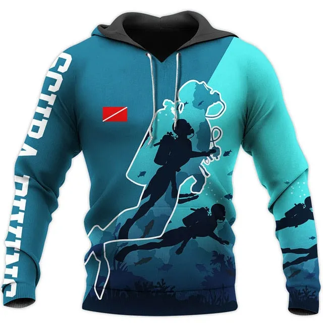 Scuba diving Hoodie for Men | Scuba Diving Summer Blue