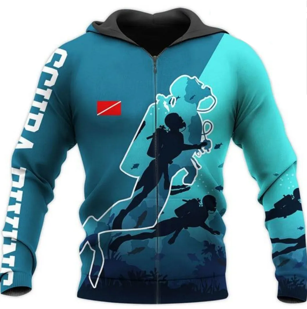 Scuba diving Hoodie for Men | Scuba Diving Summer Blue