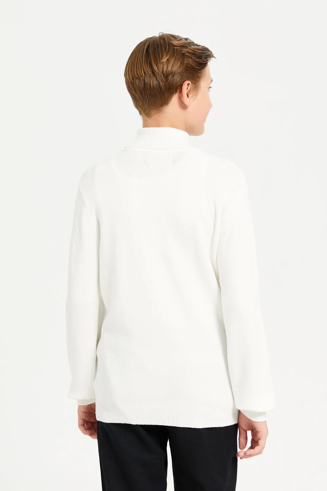 Senior Boys Ivory Turtle Neck Pullover