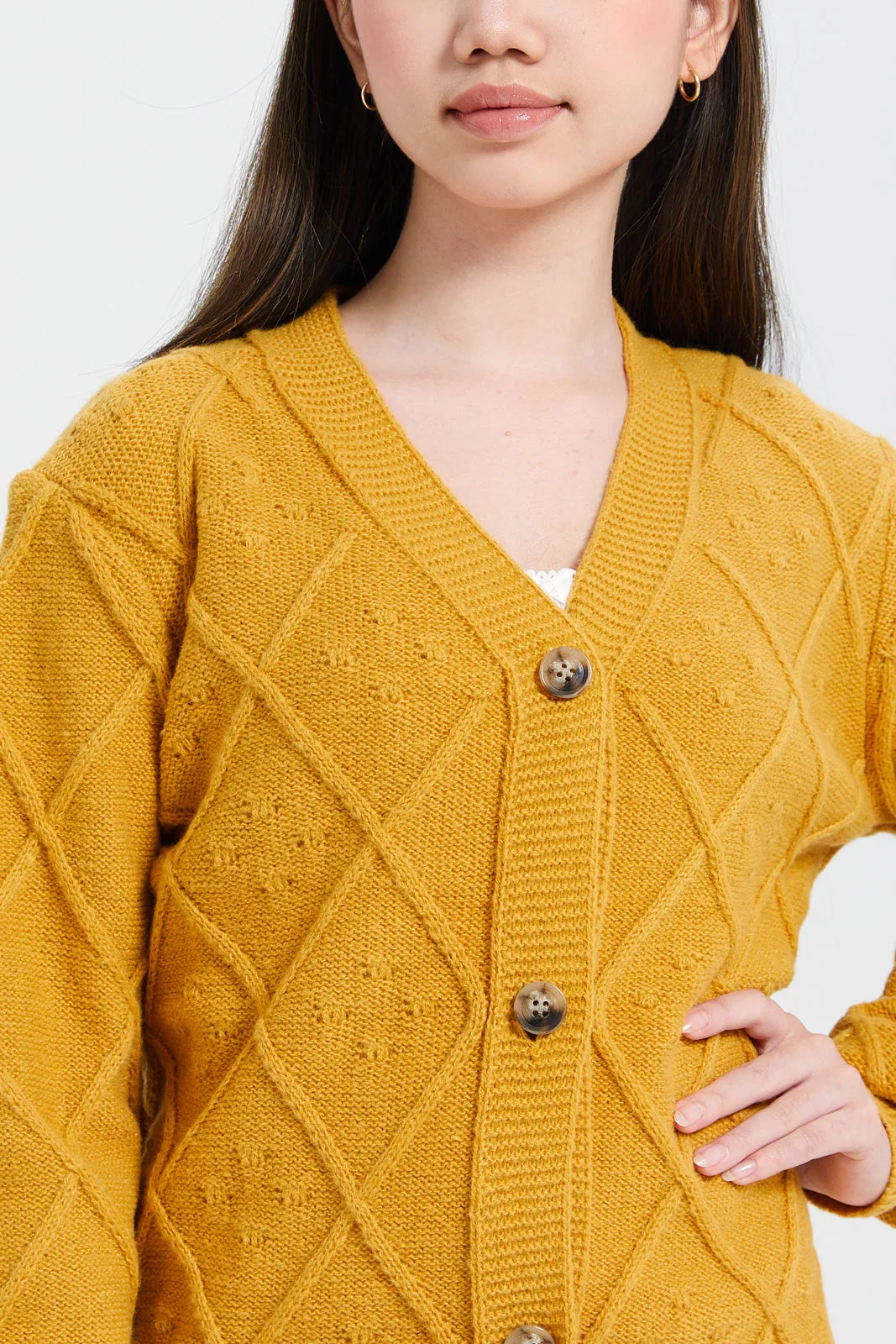 Senior Girls Mustard Cardigan