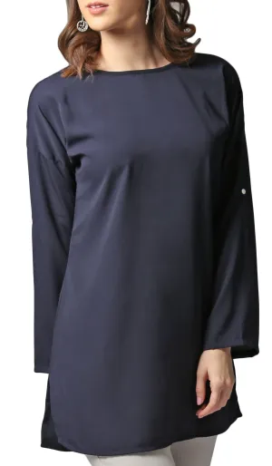 Sera Long Modest Two Way Tunic - Navy Blue - FINAL SALE