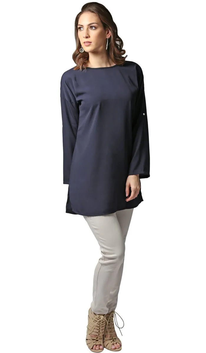 Sera Long Modest Two Way Tunic - Navy Blue - FINAL SALE