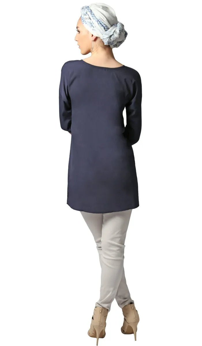 Sera Long Modest Two Way Tunic - Navy Blue - FINAL SALE