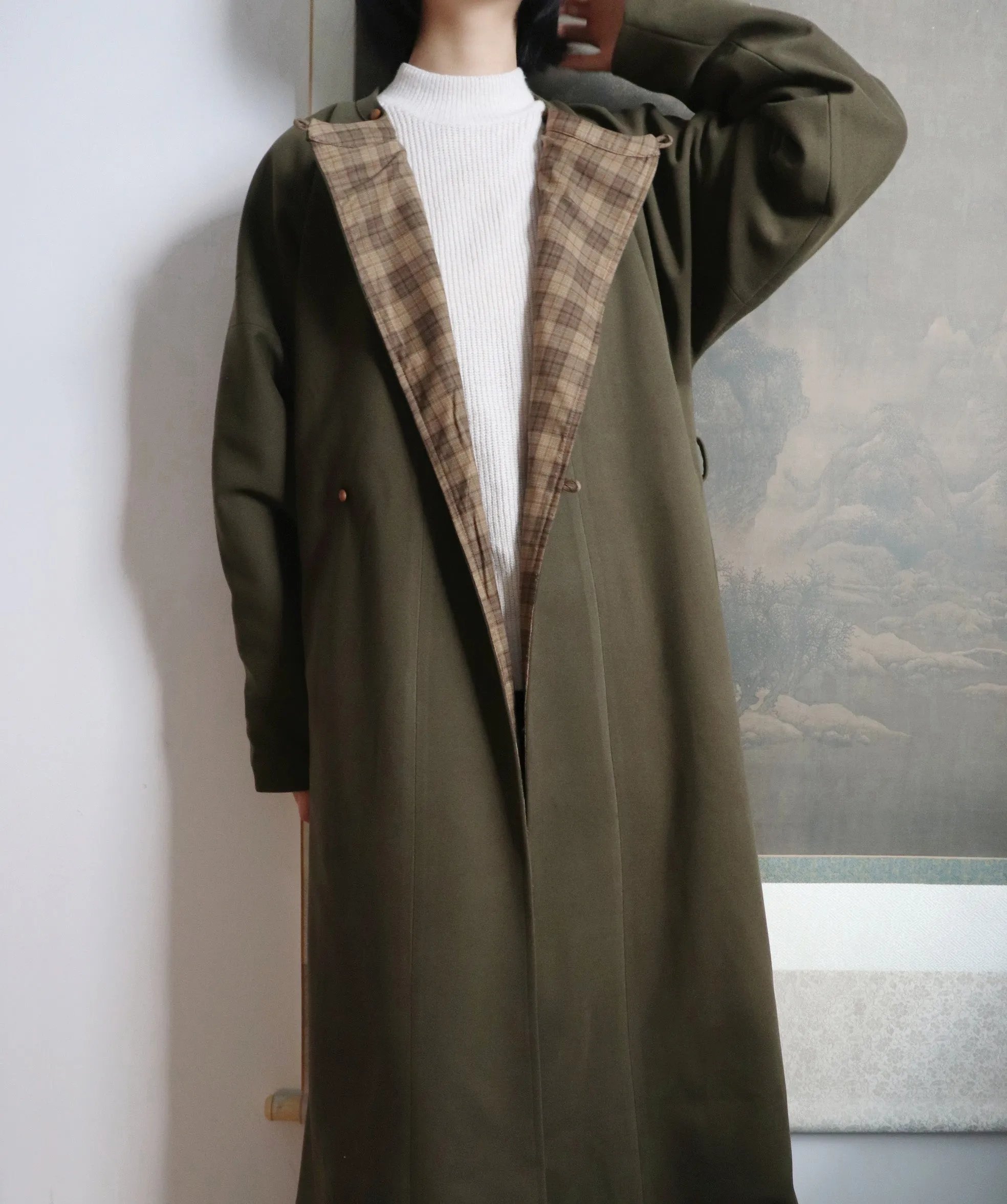 Tai Xian 苔藓 Moss Modernized Tang Dynasty Yuanlingpao Flannel Lined Trench Coat