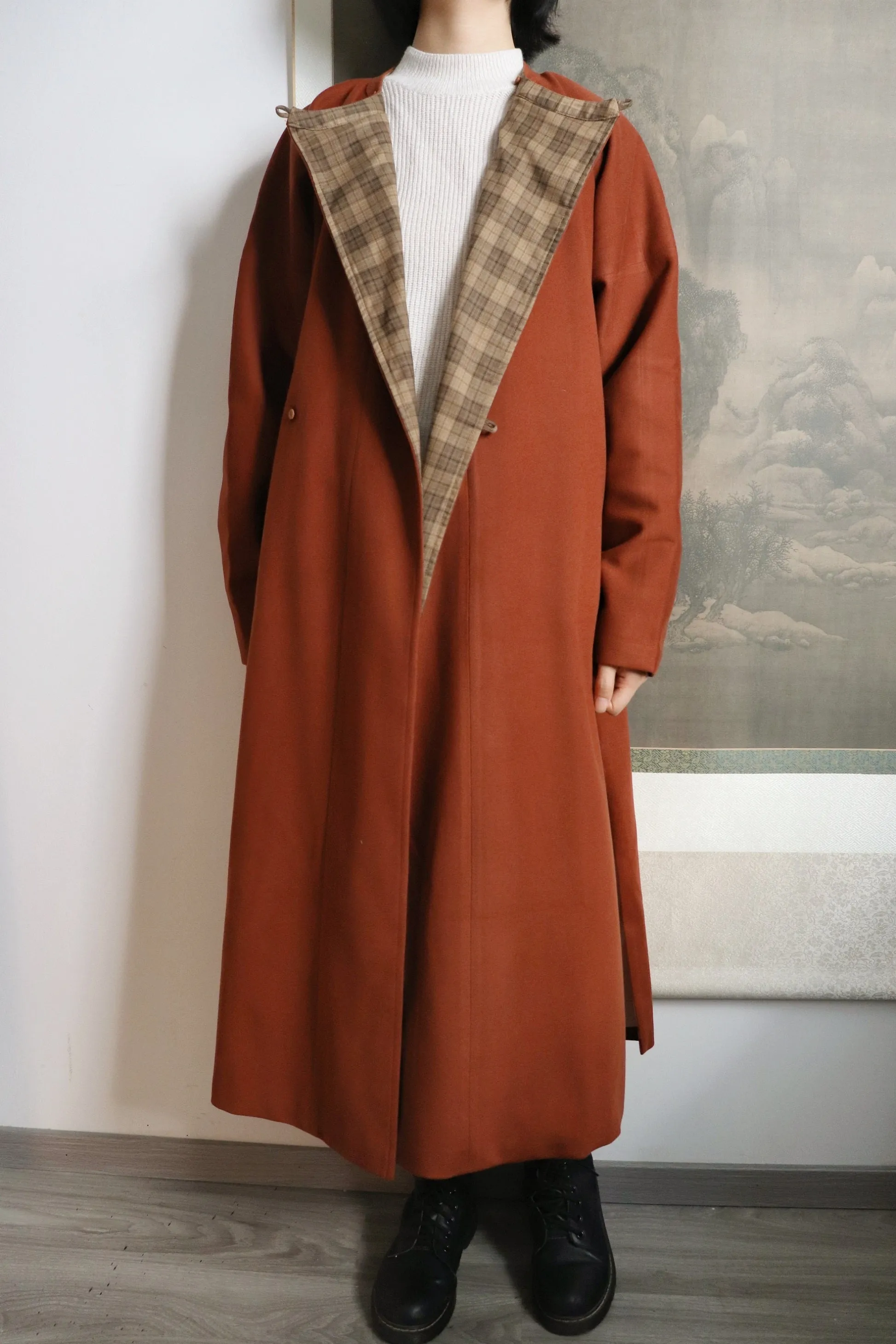 Tai Xian 苔藓 Moss Modernized Tang Dynasty Yuanlingpao Flannel Lined Trench Coat