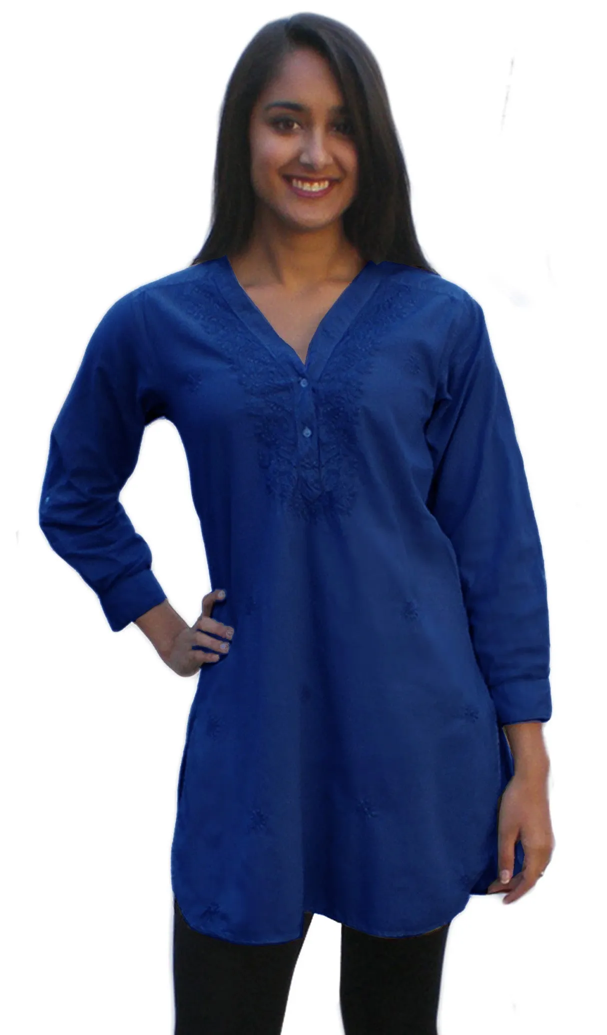 Uma Hand Embroidered Pure Cotton Shirt Tunic (Regular Sizes)