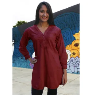 Uma Hand Embroidered Pure Cotton Shirt Tunic (Regular Sizes)