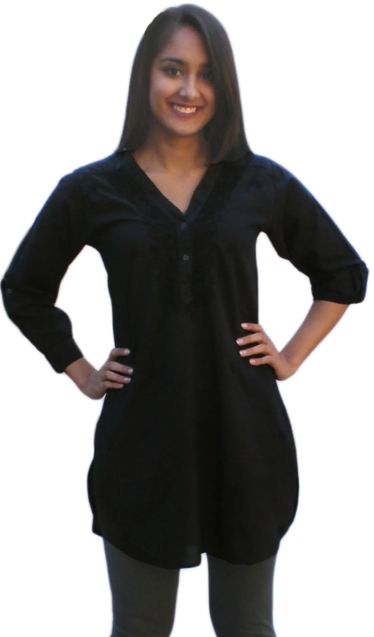 Uma Hand Embroidered Pure Cotton Shirt Tunic (Regular Sizes)