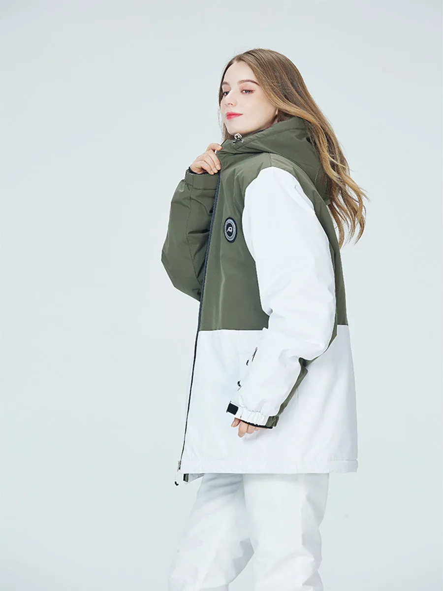 Women Colorblock Insulated Cargo Snow Jacket