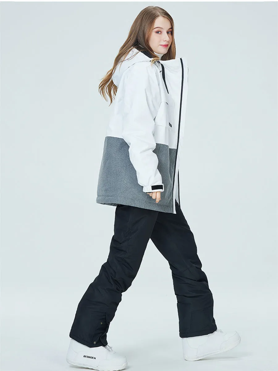 Women Colorblock Insulated Cargo Snow Jacket