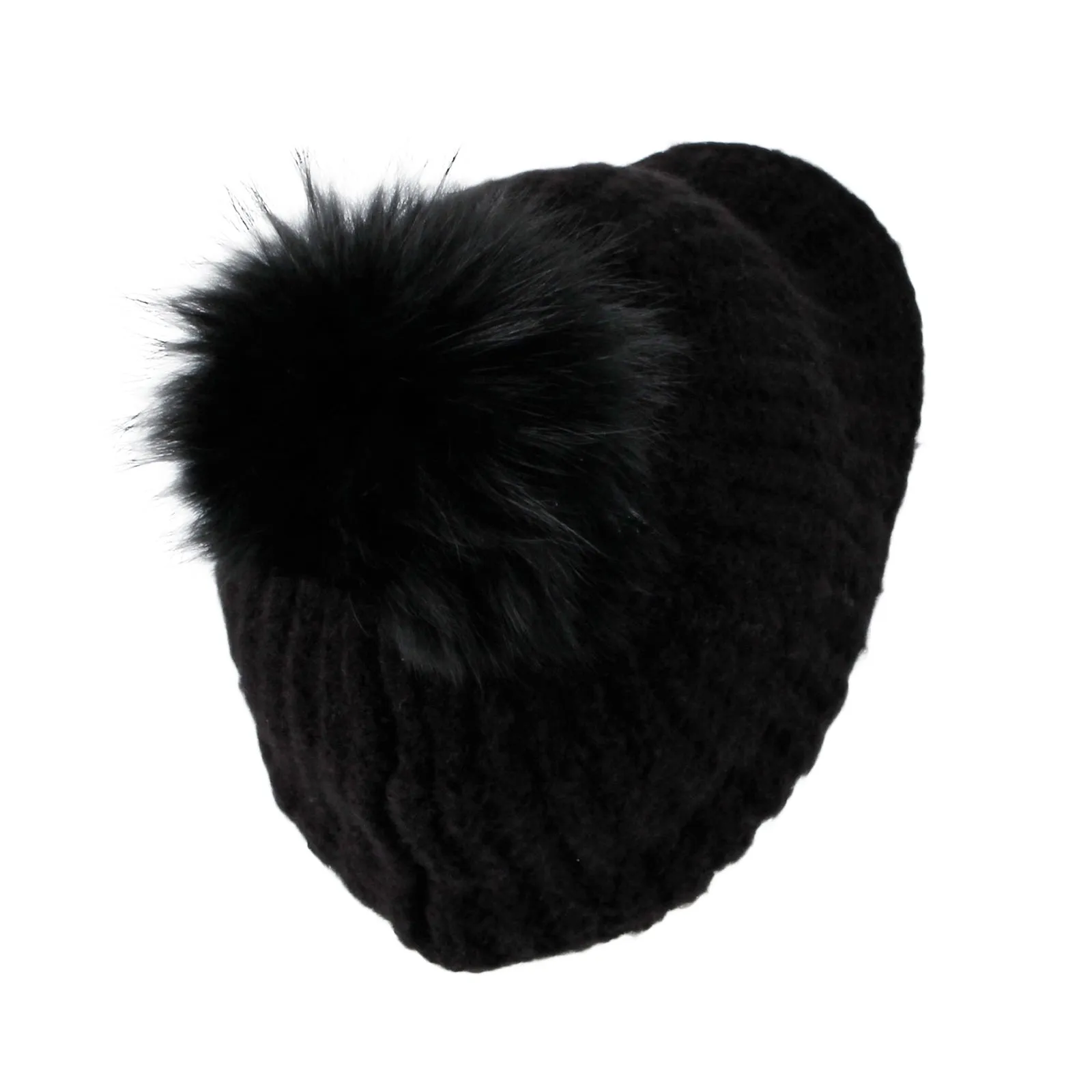 Women Ribbed Visor Knit Pom Beanie Hat Winter Warm Cap SLQ1252