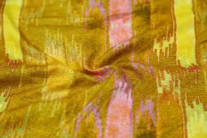 Yellow Abstract Printed Tencel Twill Viscose Fabric