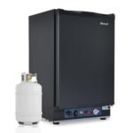 Smad Camping Gas Kühlschrank 12V 230V, 40L, 0-10℃, Leiser Absorber Wohnmobil Kühlschrank für Auto, Büro und Schlafzimmer, Wendetür, Schwarz