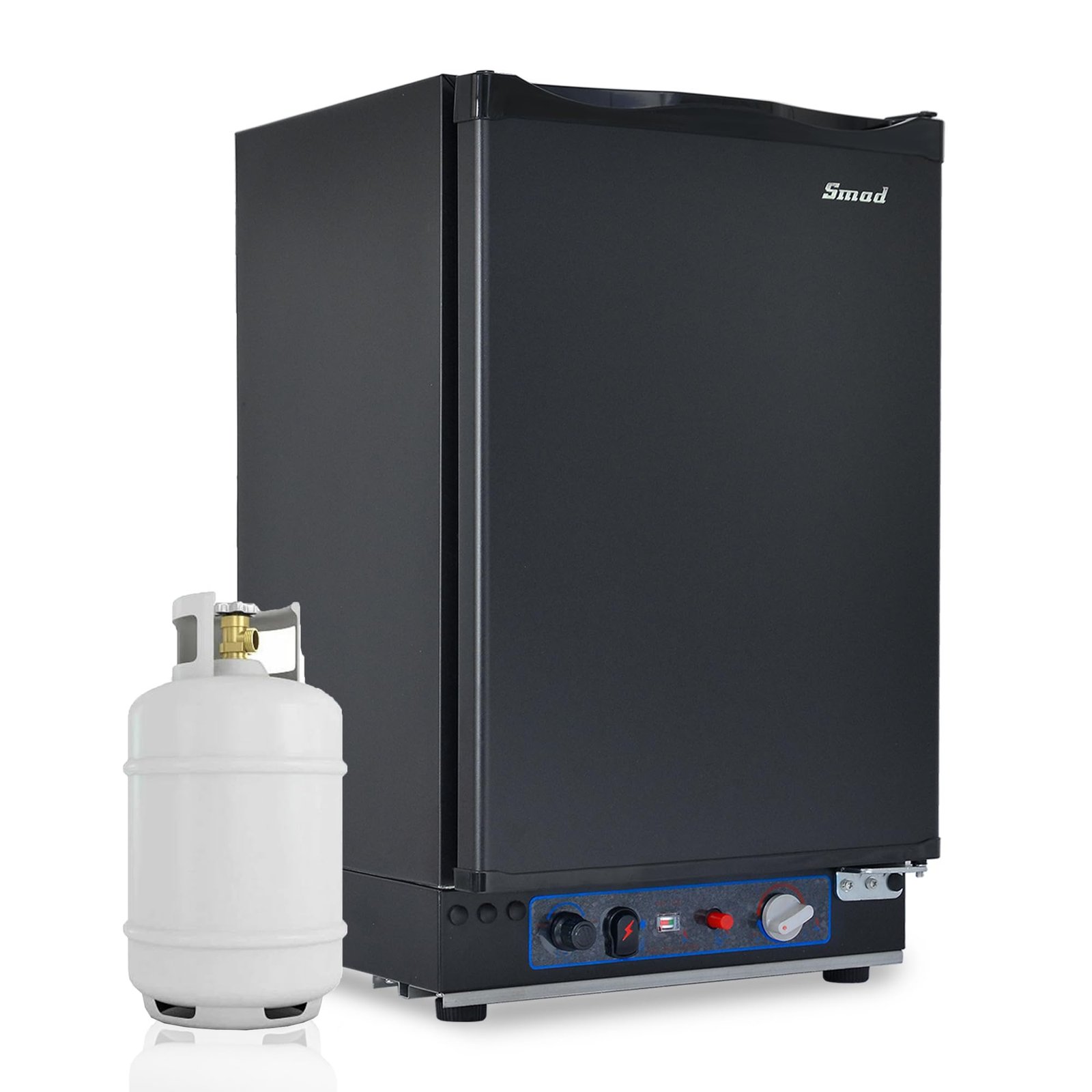 61gMUo1RA8L Smad Camping Gas Kühlschrank 12V 230V, 40L, 0-10℃, Leiser Absorber Wohnmobil Kühlschrank für Auto, Büro und Schlafzimmer, Wendetür, Schwarz – Bild 1