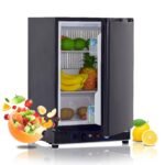 Techomey 60L Absorber-Kühlschrank 12V/230V/Gas mit Wechselbarer Tür Schwarz