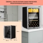 Klarstein Beersafe Getränkekühlschrank – 147 L, Glastür, LED, Metallablagen, Silber-Schwarz – Bild 6