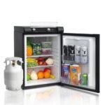 Techomey Gas Kühlschrank 60L, Camping Kühlschrank Gas 12V 230V, Wohnmobil Kühlschrank, Absorber Kühlschrank Gas für Haus, Outdoor, Camping, Schwarz