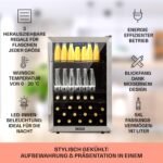 Klarstein Beersafe Getränkekühlschrank – 147 L, Glastür, LED, Metallablagen, Silber-Schwarz – Bild 2