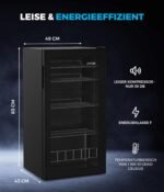 CUBES BAR CUBE 90L Getränkekühlschrank – Glastür, LED, 4 verstellbare Ablagen, Schwarz – Bild 5