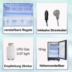 Smad Camping Gas Kühlschrank 12V 230V, 40L, 0-10℃, Leiser Absorber Wohnmobil Kühlschrank für Auto, Büro und Schlafzimmer, Wendetür, Schwarz – Bild 3