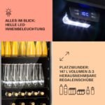 Klarstein Beersafe Getränkekühlschrank – 147 L, Glastür, LED, Metallablagen, Silber-Schwarz – Bild 4