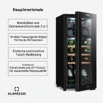 Klarstein Bovella 18 Duo+ Weinkühlschrank – 50 L, Zweizonen, Glastür – Bild 2