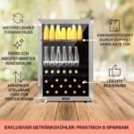 Klarstein Beersafe Getränkekühlschrank – 147 L, Glastür, LED, Metallablagen, Silber-Schwarz – Bild 5
